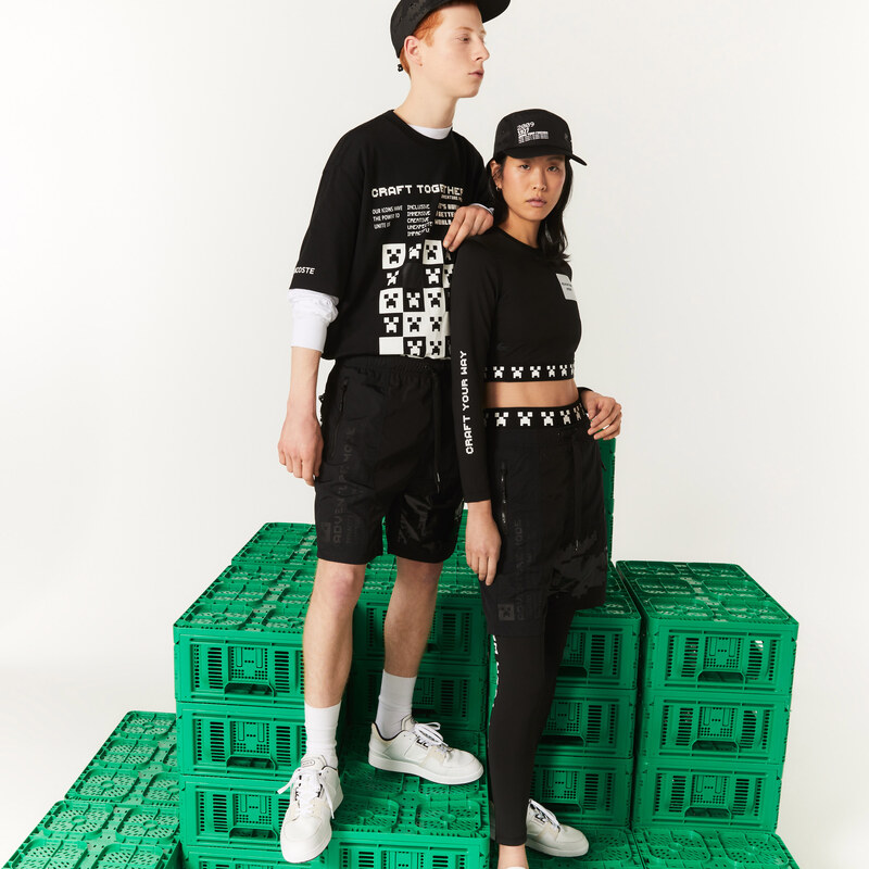 Lacoste L!VE x Minecraft Unisex Nylonové bermudy