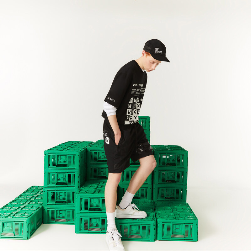 Lacoste L!VE x Minecraft Unisex Nylonové bermudy