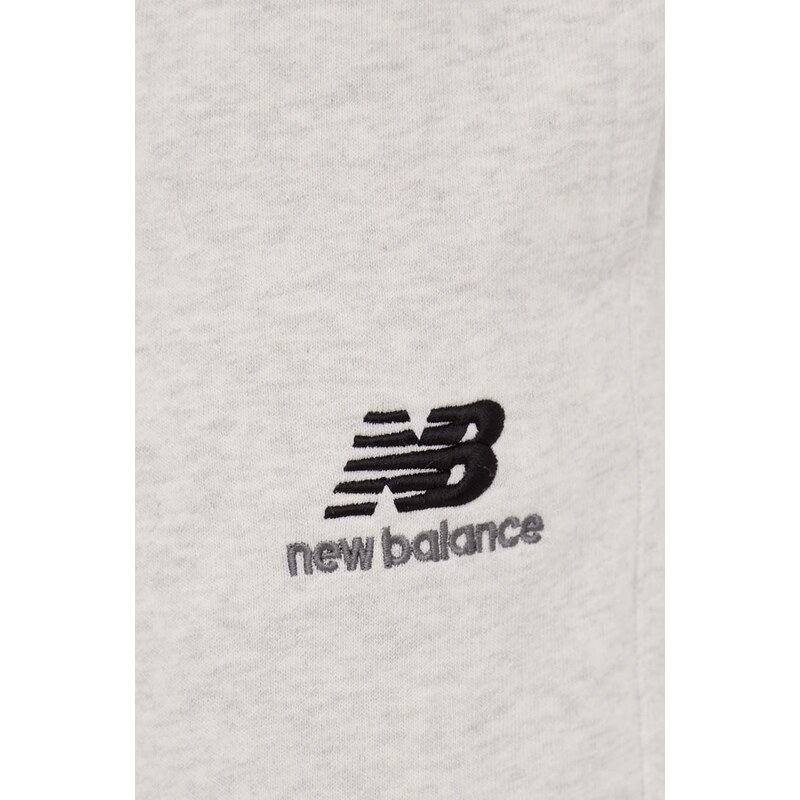 Bavlněné tepláky New Balance UP21500SAH pánské, šedá barva, hladké, UP21500SAH-SAH