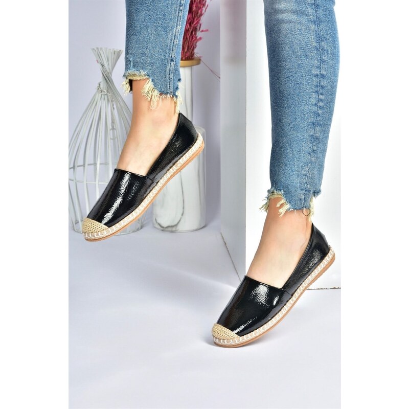 Fox Shoes Black Patent Leather Casual Womens Shoes 88925624
