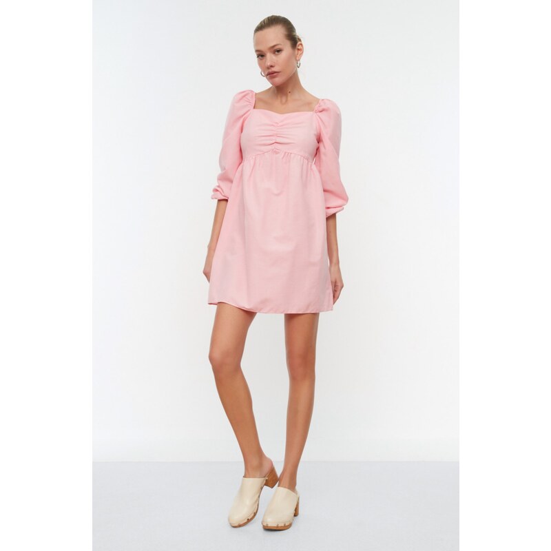 Trendyol Pink Collar Detailed Balloon Sleeve Dress