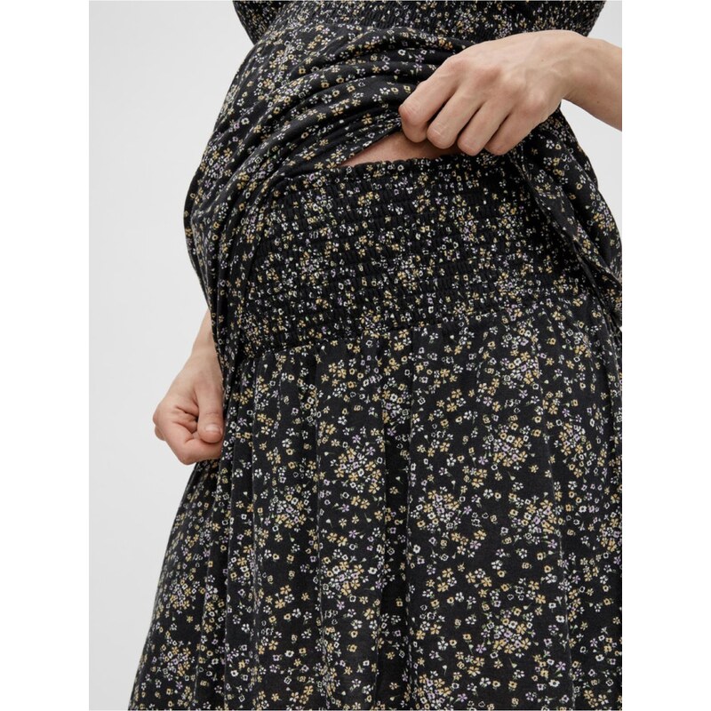 Černá květovaná těhotenská sukně Mama.licious Dotti - Dámské