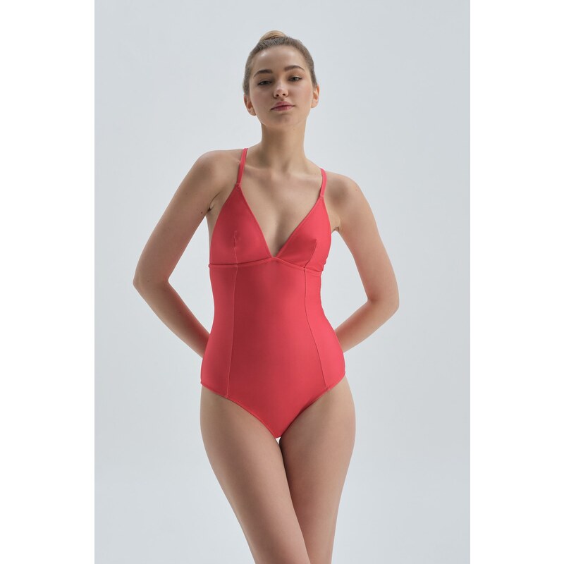 Dagi Red Lined Triangle Swimsuit