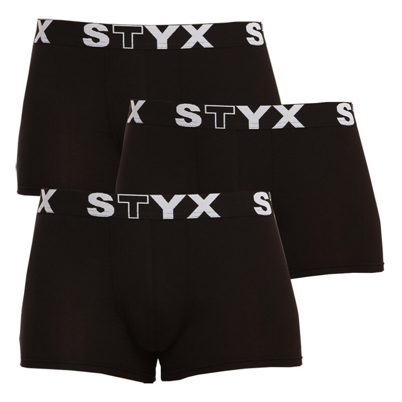 3PACK pánské boxerky Styx sportovní guma černé (G9606060)