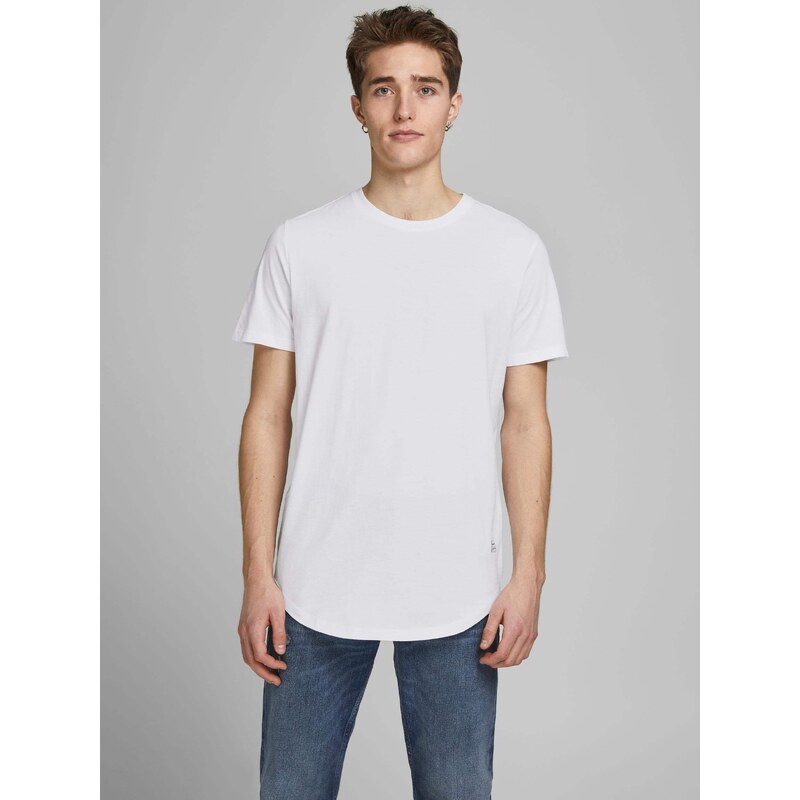 Jack&Jones Pánské triko JJENOA Long Line Fit 12113648 White S