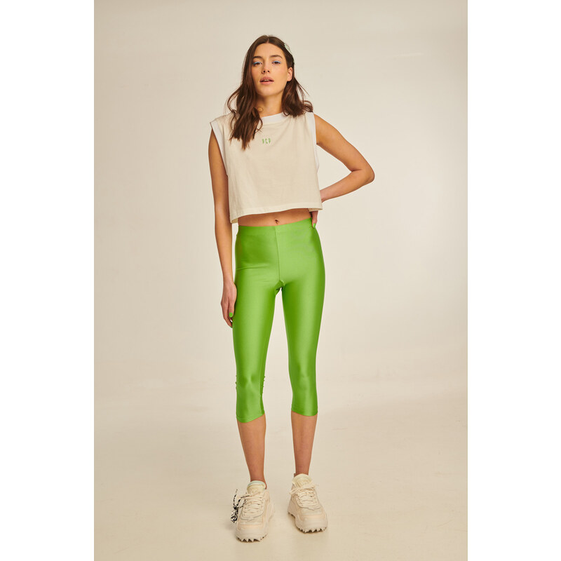 PCP clothing Limetové capri lesklé legíny