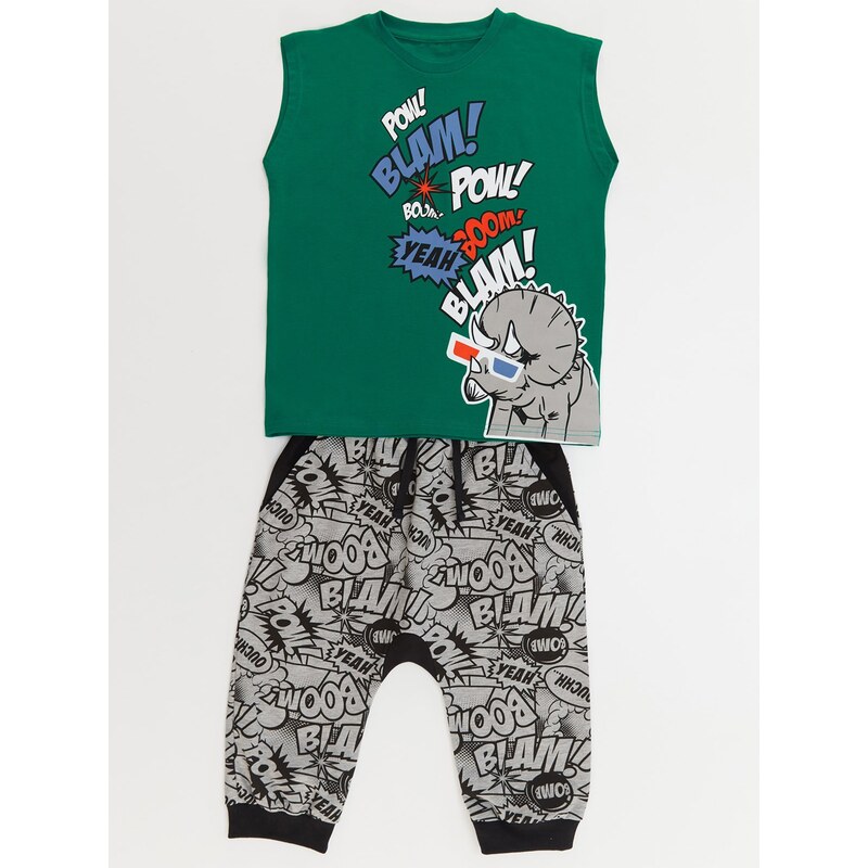 mshb&g Comics Dino Boys T-shirt Capri Shorts Set