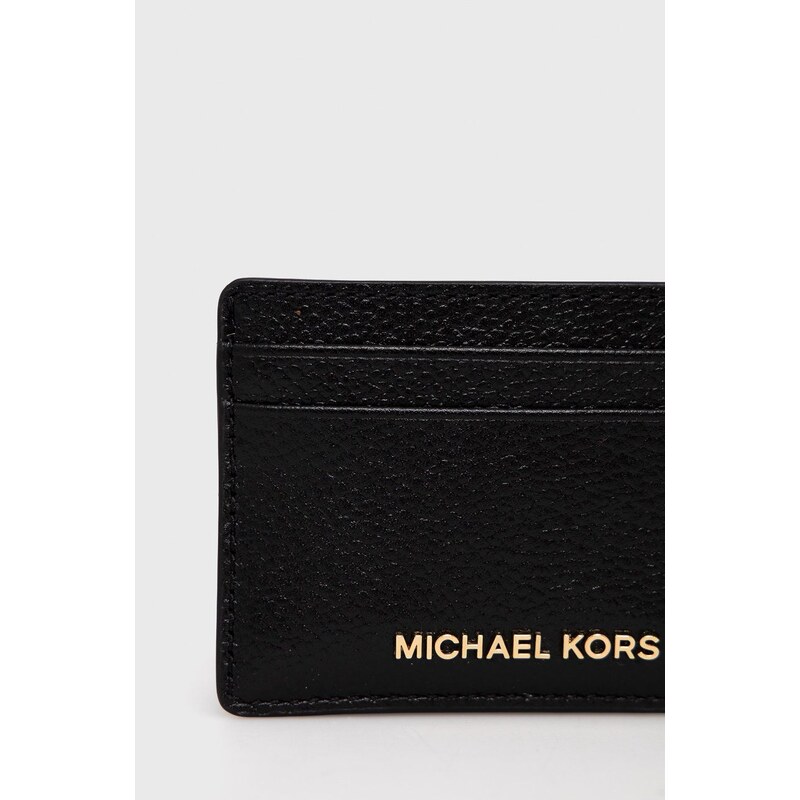 Kožené pouzdro na karty MICHAEL Michael Kors dámský, černá barva