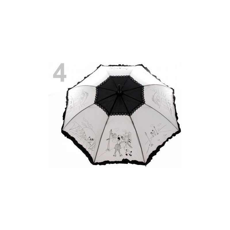 Stoklasa Dámský vystřelovací deštník s volánkem (1 ks) - 4 bilo-černá