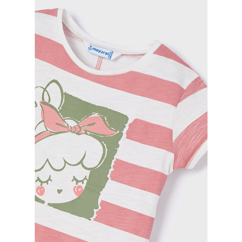 Mayoral Striped short sleeve T-shirt girl, Rosy