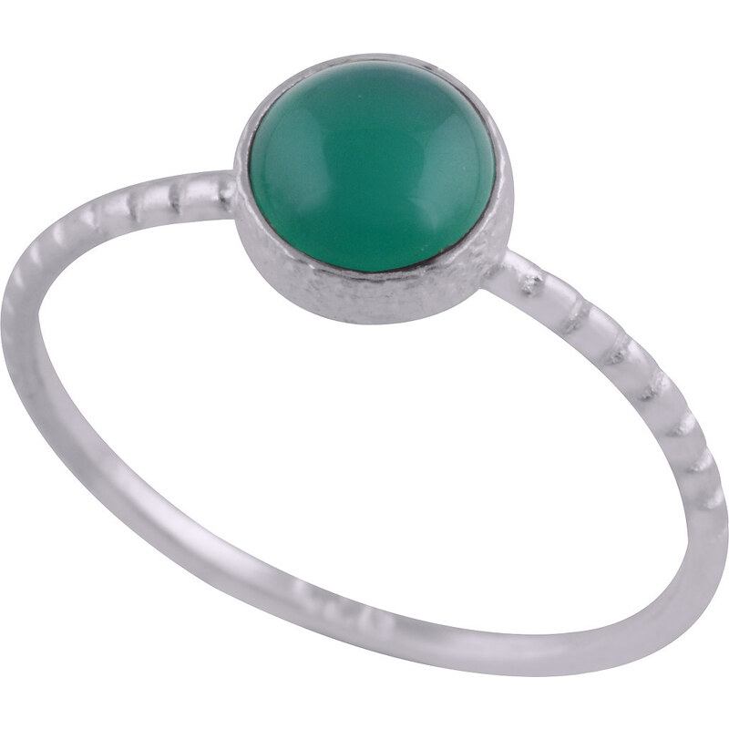 Jemný stříbrný prsten s kulatým přírodním onyxem - Meucci SDR030