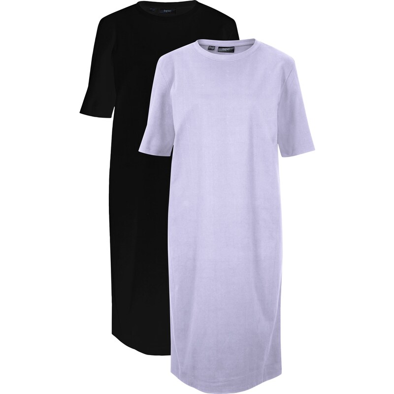 bonprix Úpletové šaty Oversize (2 ks v balení) Fialová