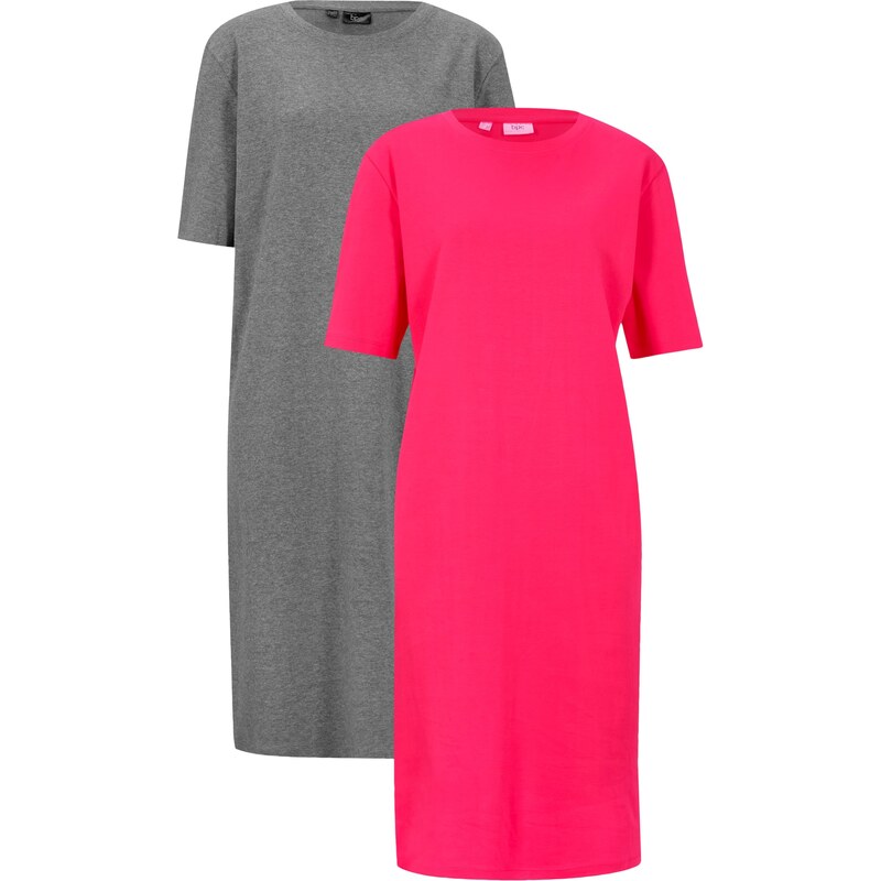 bonprix Úpletové šaty Oversize (2 ks v balení) Pink