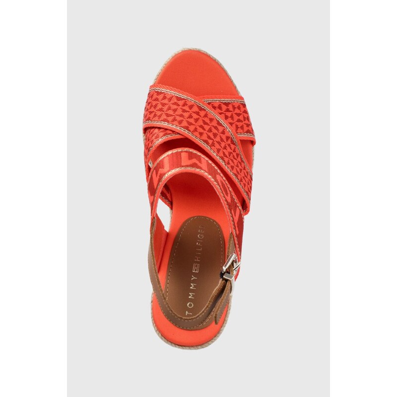 Sandály Tommy Hilfiger dámské, oranžová barva, na klínku