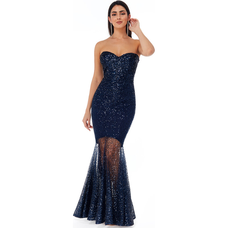 Dlouhé společenské šaty MERMAID modré
