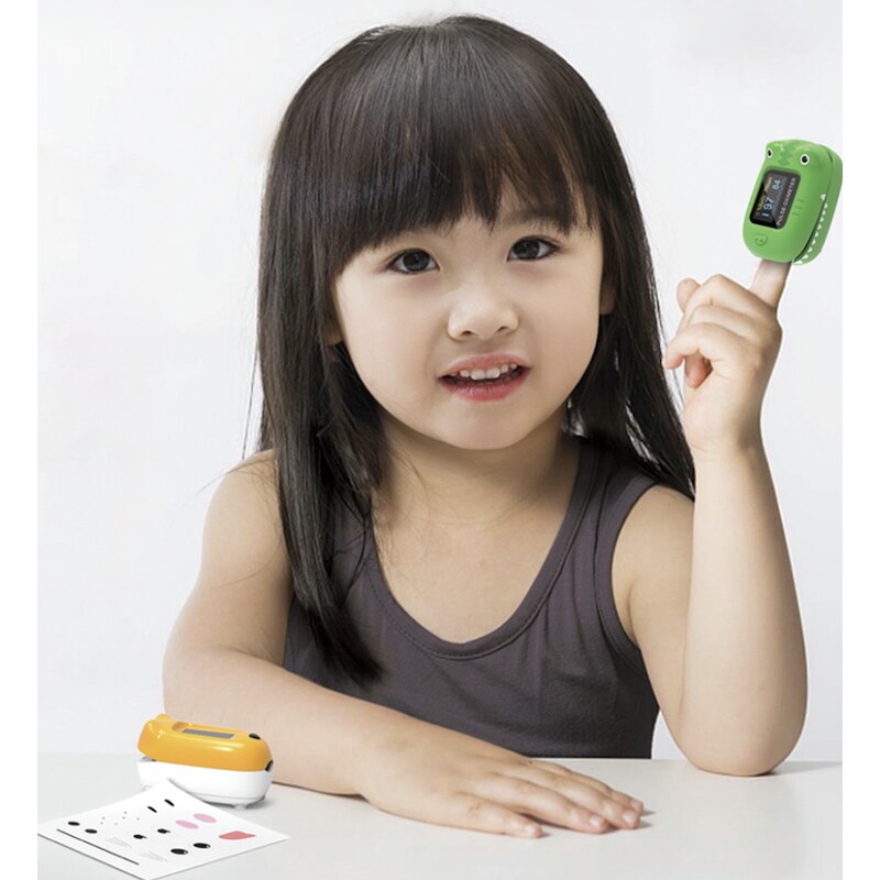 Contec Medical Devices Certifikovaný oxymetr pro děti Contec CMS50Q1 s českým návodem, bateriemi, a DIY nálepkami. Pouzdro zdarma
