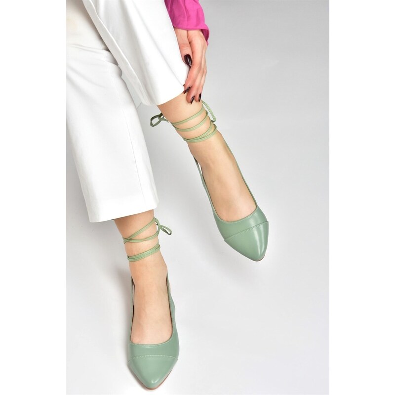 Fox Shoes Green Women's Tied Ankle Flats shoes