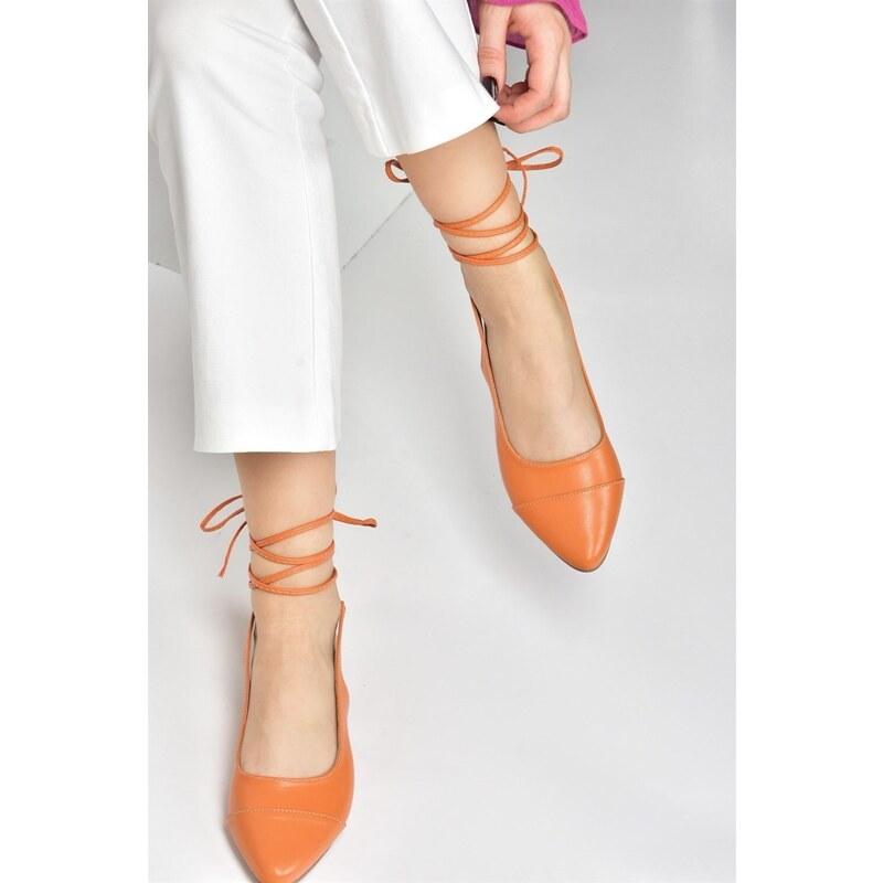 Fox Shoes Orange Women's Tied Ankle Flats shoes