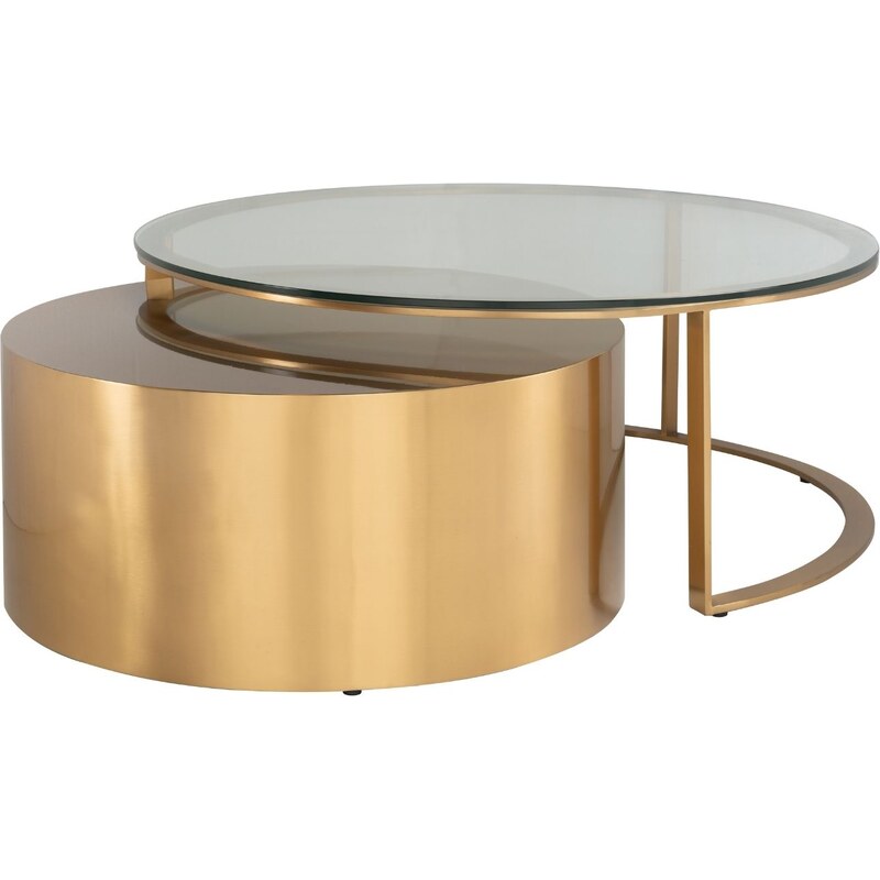 Set dvou zlatých konferenčních stolků Richmond Orlan 80/105 cm
