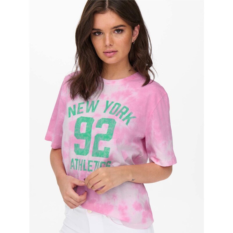 Růžové vzorované tričko ONLY Tania - Dámské