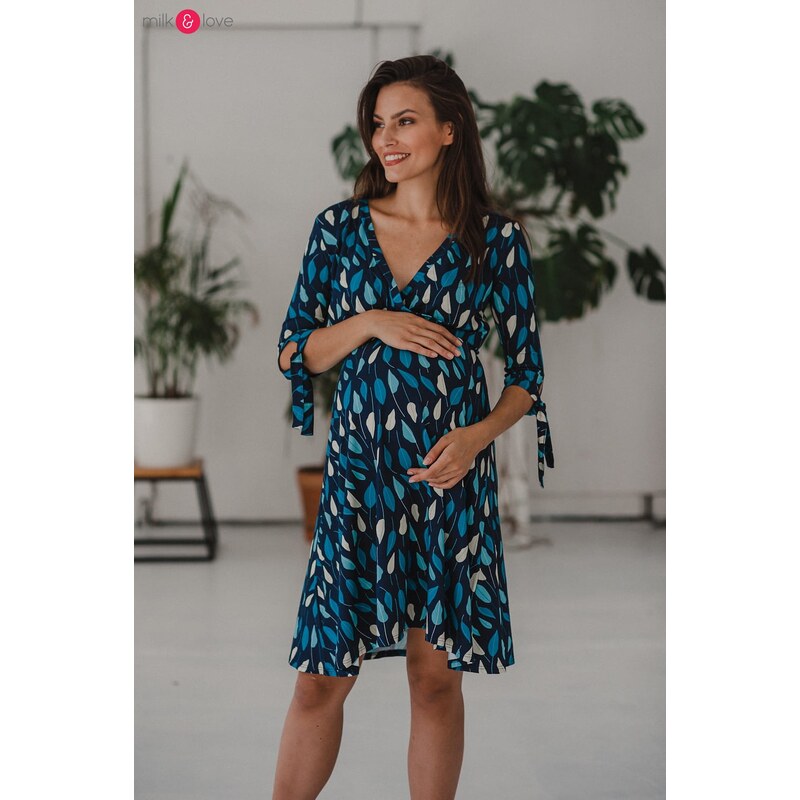 milk & love Těhotenské, kojící šaty Two Ways Midi Dress Navy Blue