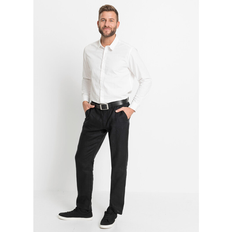 bonprix Chino kalhoty s pohodlnou pasovkou a v Regular Fit Straight Černá