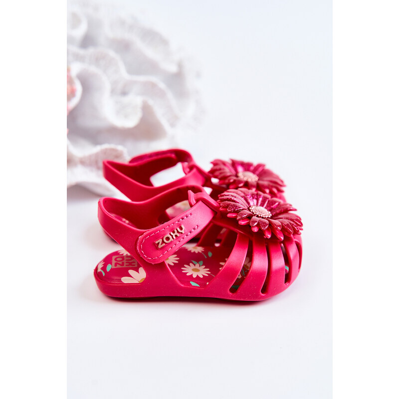 Kesi Dětské sandály na suchý zip Voňavé ZAXY JJ385030 Tmavě růžová