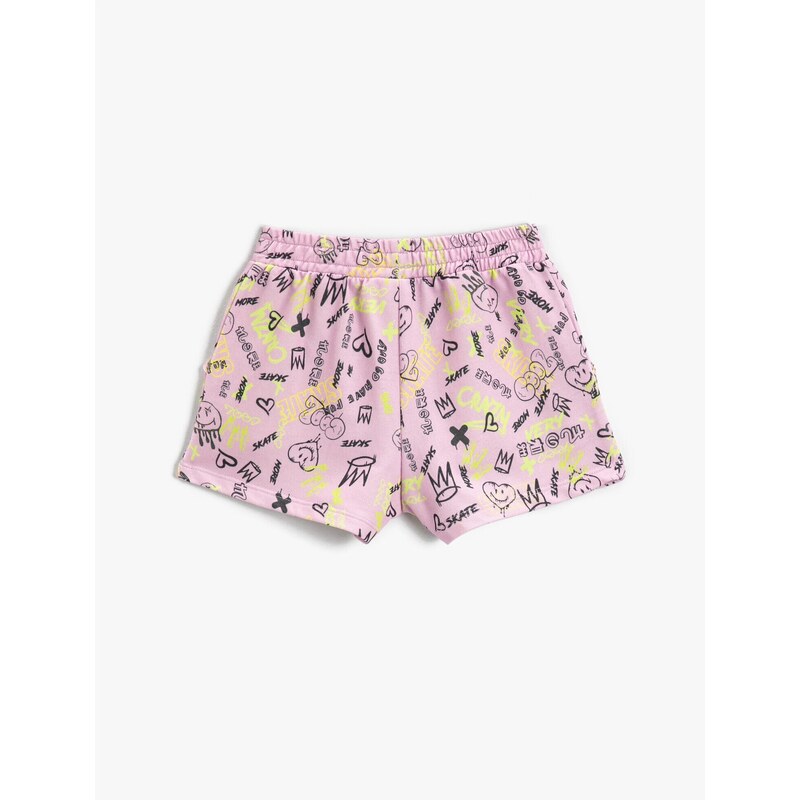 Koton Elastic Waist, Patterned Shorts Short with Pockets Cotton.