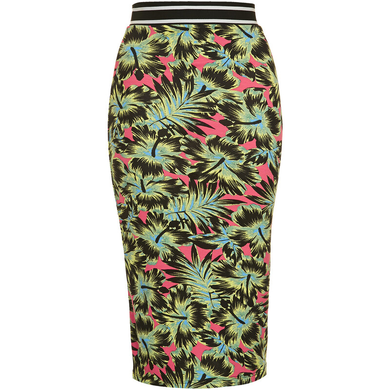 Topshop Tropical Print Tube Skirt