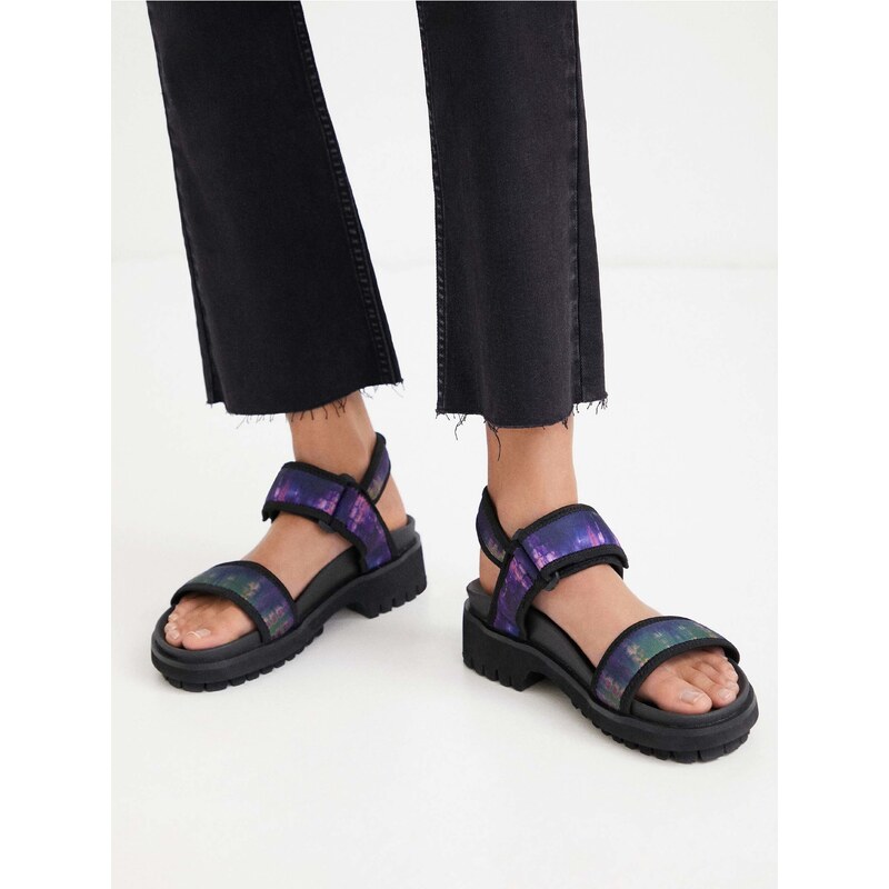 Fialovo-černé dámské sandály Desigual Track Sandal - Dámské