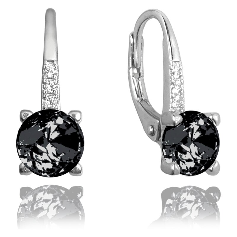 MINET Elegantní stříbrné náušnice s černým zirkonem 72153586
