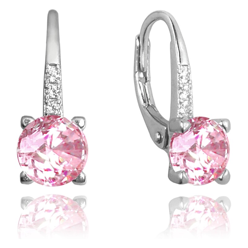 MINET Elegantní stříbrné náušnice s růžovým zirkonem JMAS0150PE00 72153588