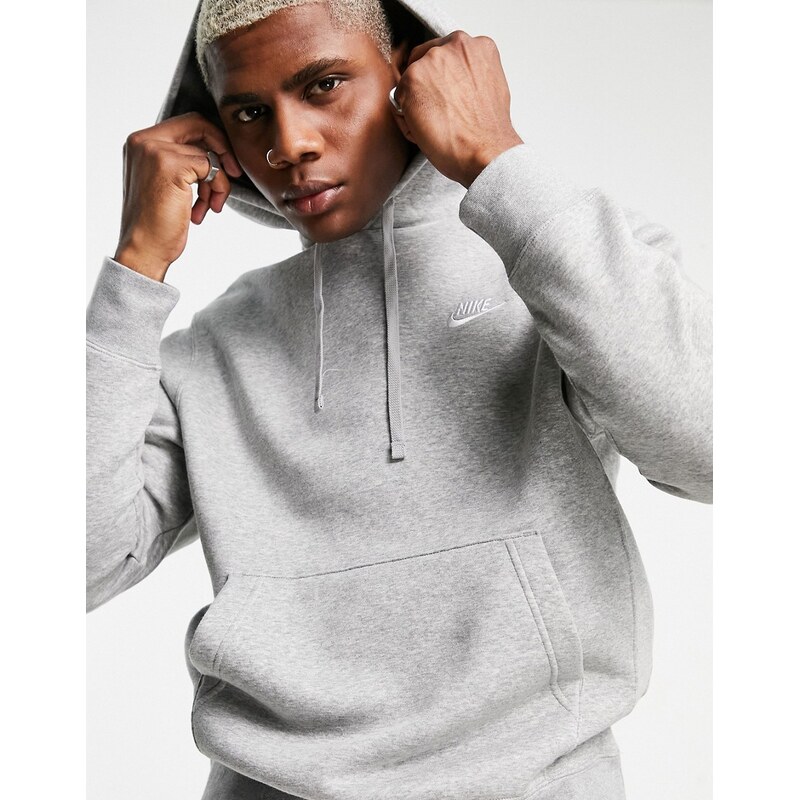 Nike Club Fleece hoodie in grey heather