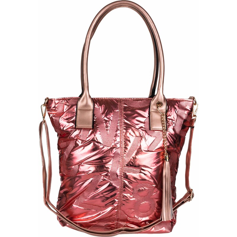 Lesklá trendy kabelka - světle růžová