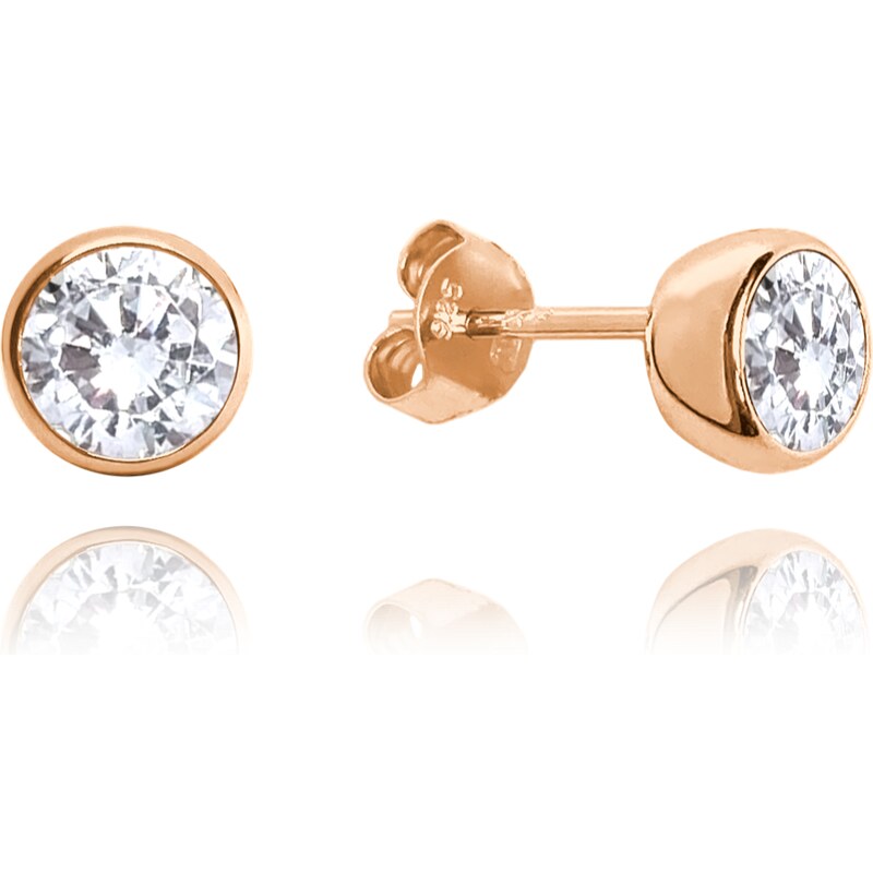 MINET Rose gold stříbrné náušnice PECKY s bílými zirkony JMAN0301RE00 74297431
