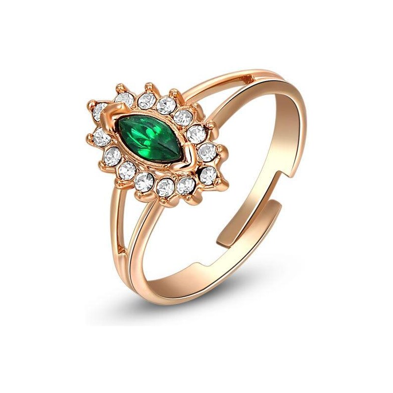 Roxi Smyslný dámský prsten se smaragdově zeleným krystalem