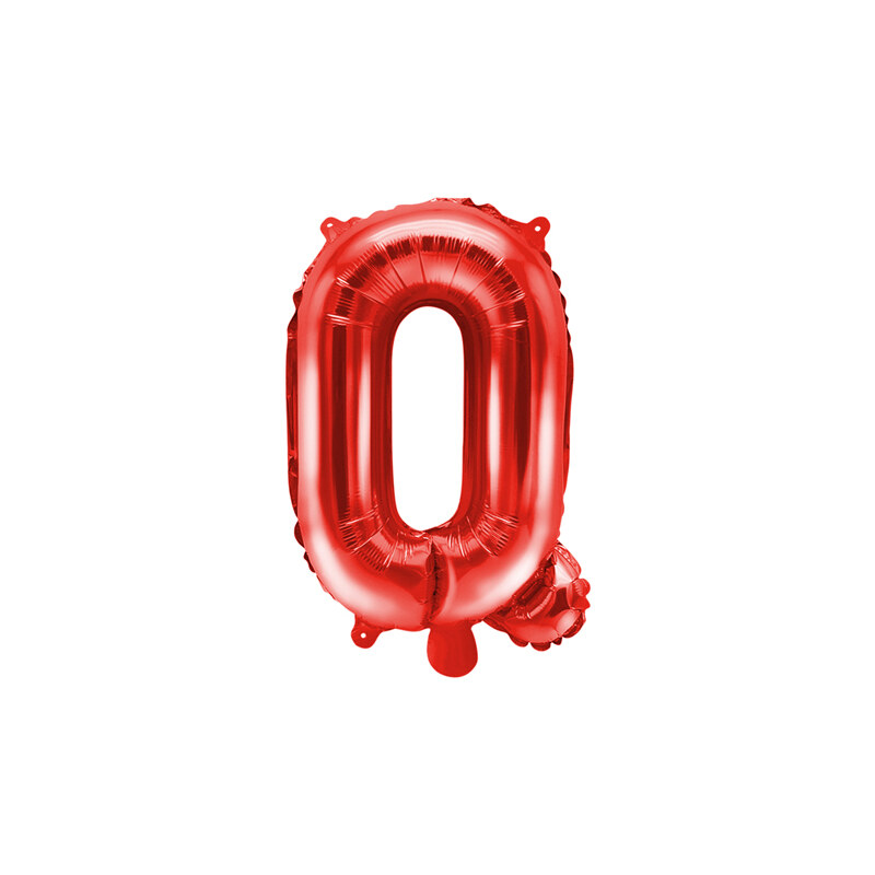 PartyDeco Fóliový balón Mini - Písmeno Q 35 cm rudý