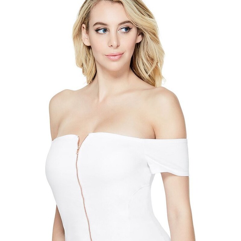 GUESS dámské šaty Tara Denim Off-The-Shoulder Dress L