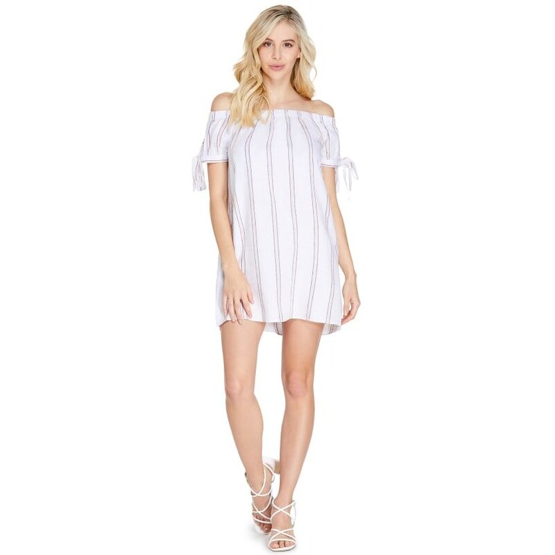 GUESS dámské šaty Reagan Off-Shoulder Linen Dress S