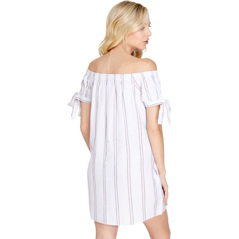 GUESS dámské šaty Reagan Off-Shoulder Linen Dress S