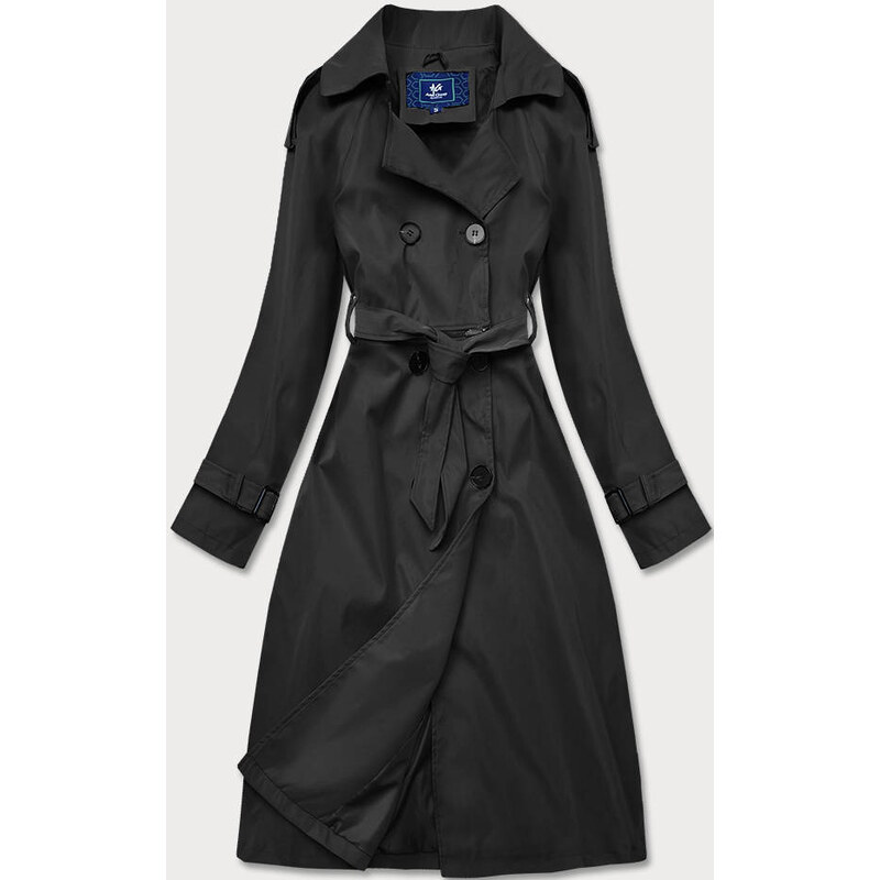 Ann Gissy Černý dvouřadový kabát s páskem (AG3-011)
