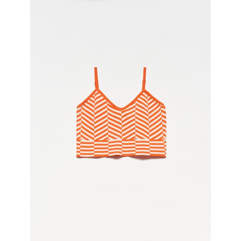 Dilvin 10184 Strap Knitwear Undershirt Crop-orange