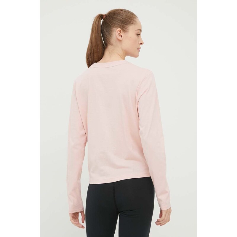 Bavlněné tričko s dlouhým rukávem Dkny růžová barva