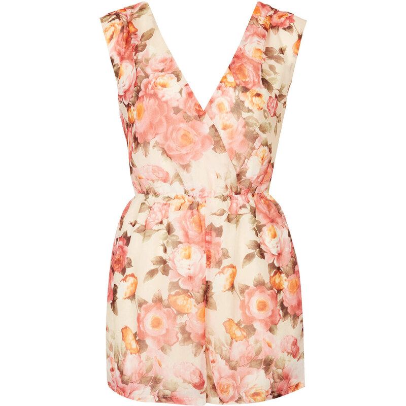 Topshop **Multicoloured Floral Wrap Playsuit by Rare