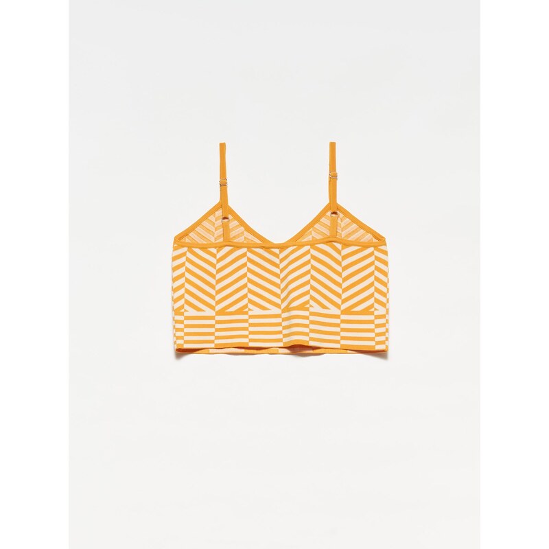 Dilvin 10184 Strappy Knitwear Undershirt Crop - orange