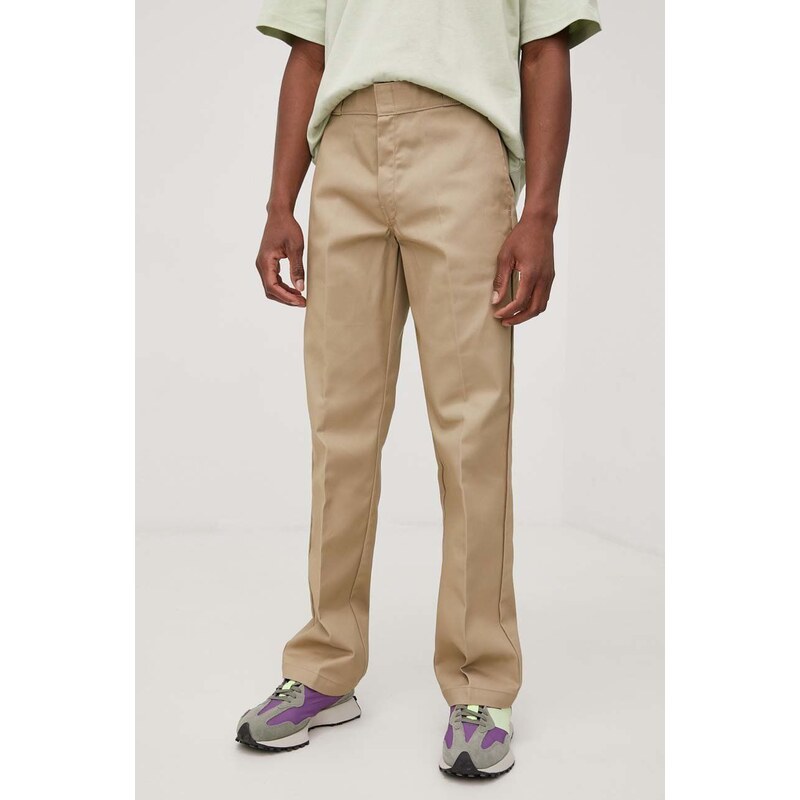 Kalhoty Dickies pánské, béžová barva, jednoduché, DK0A4XK6KHK-Khaki