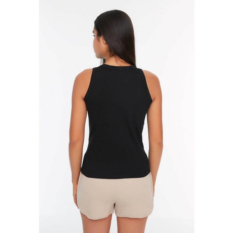 Trendyol Black Cotton, Sleeveless, Knitted Singlet