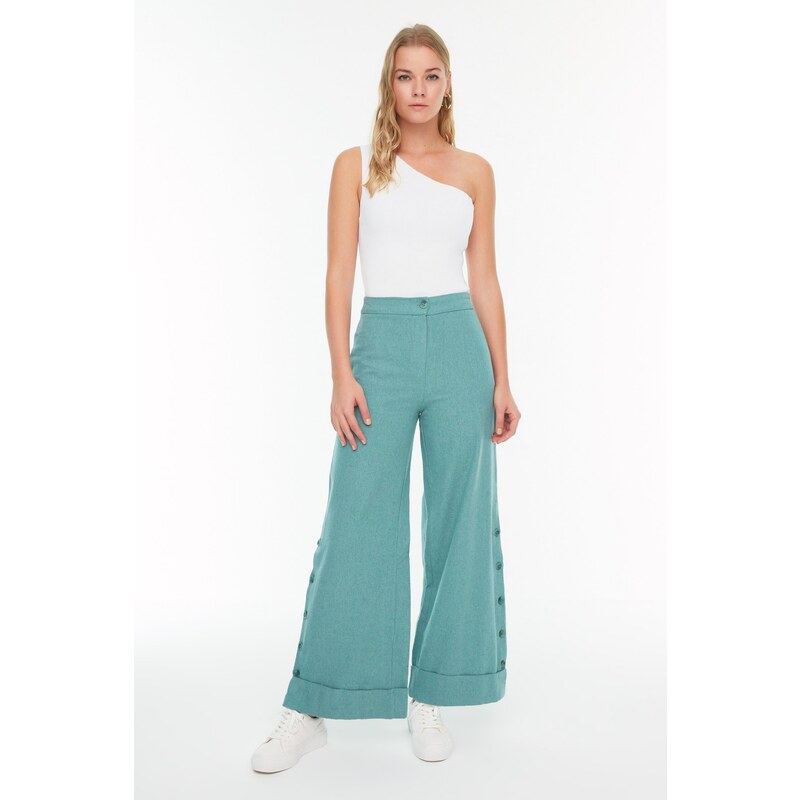Trendyol Mint Button Detailed Woven Trousers