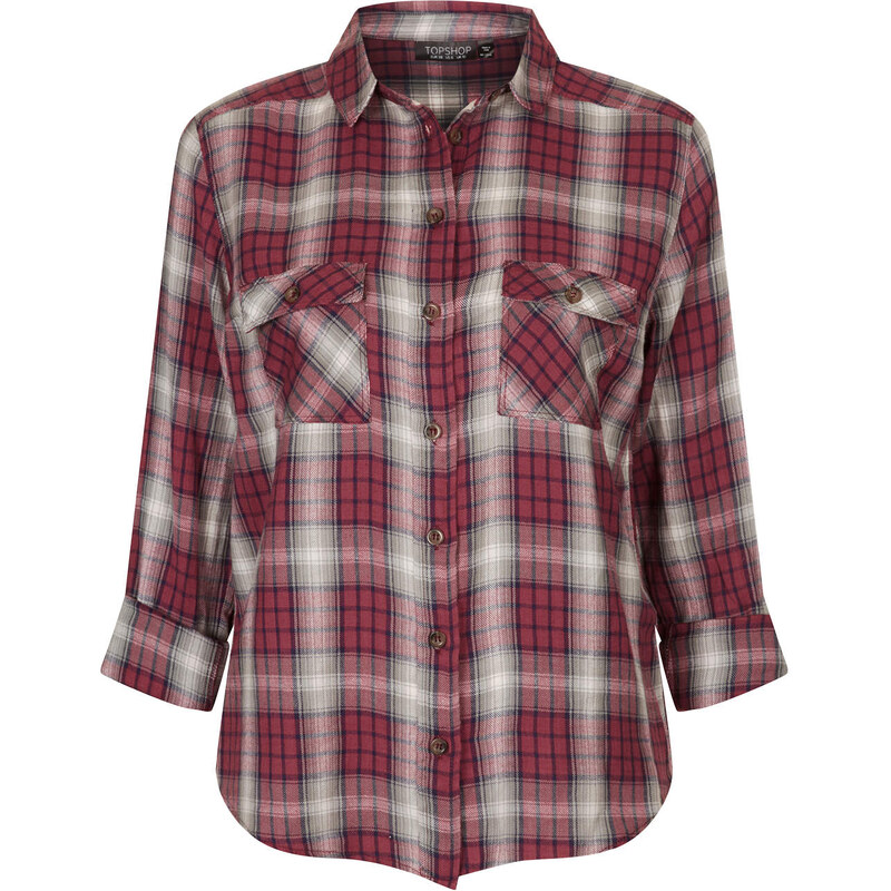 Topshop Long Sleeve Check Shirt