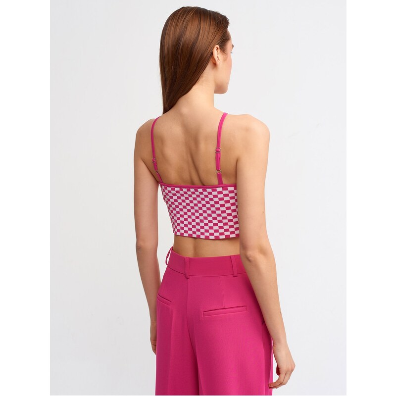 Dilvin 10185 Criss-Cross Tank Tops-fuchsia at the front.